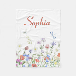 Manta Polar Nombre personalizado personalizado de Wildflowers