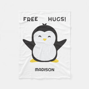 Manta Polar Nombre personalizado pingüino lindo