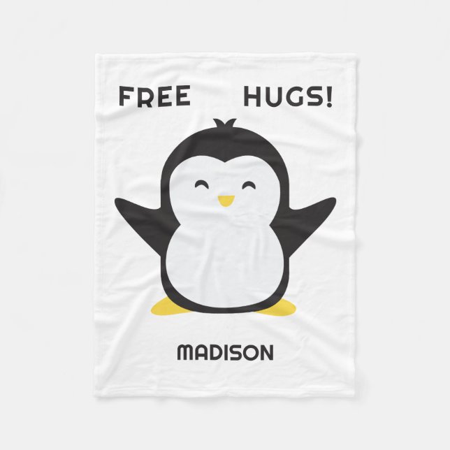 Manta Polar Nombre personalizado pingüino lindo (Anverso)