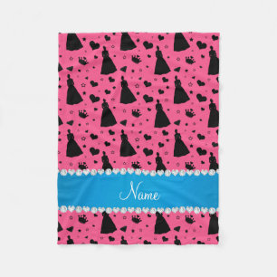 Manta Polar Nombre personalizado princesa rosa corazones estre