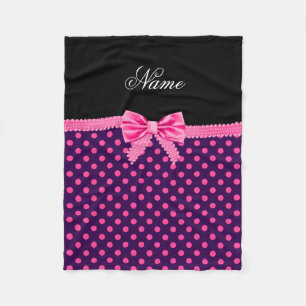 Manta Polar Nombre personalizado púrpura arco rosado puntos ro