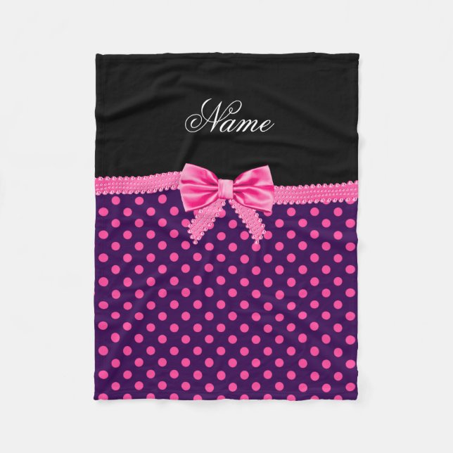 Manta Polar Nombre personalizado púrpura arco rosado puntos ro (Anverso)