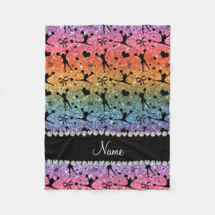 Manta Polar Nombre personalizado purpurina arcoiris brillante