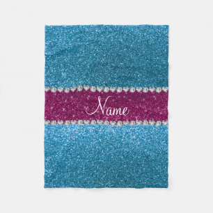 Manta Polar Nombre personalizado purpurina azul cielo franja r