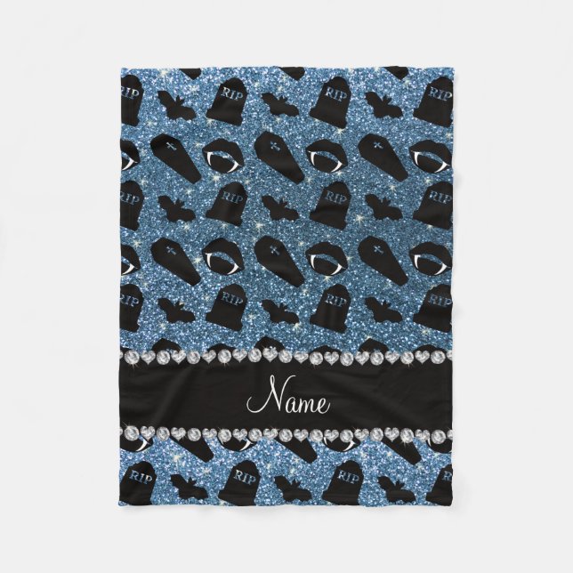 Manta Polar Nombre personalizado purpurina azul neblina vampir (Anverso)
