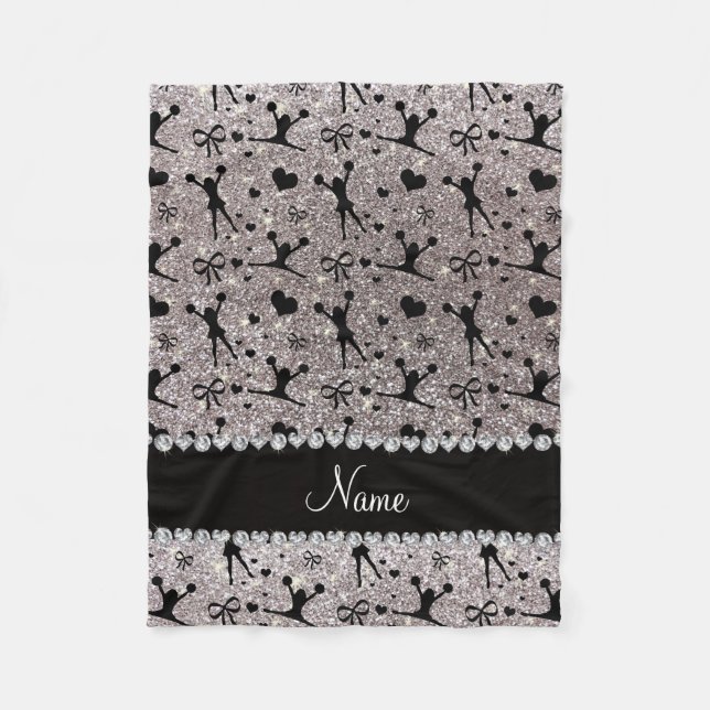 Manta Polar Nombre personalizado purpurina plateado animador (Anverso)