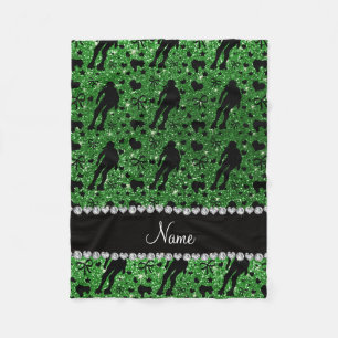 Manta Polar Nombre personalizado purpurina verde derby