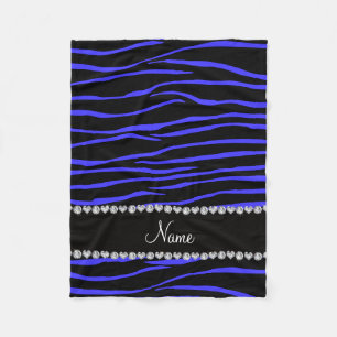 Manta Polar Nombre personalizado rayas azules de cebra negras