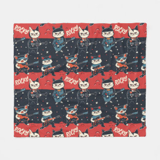 Manta Polar NOMBRE PERSONALIZADO Rock n' Roll Gatos | Rojo y n