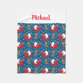 Manta Polar Nombre personalizado Santa Reindeer Navidades pers