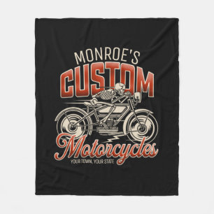 Manta Polar NOMBRE personalizado Skeleton Motorcycle Shop