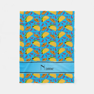 Manta Polar Nombre personalizado tacos azul cielo sombreros ch