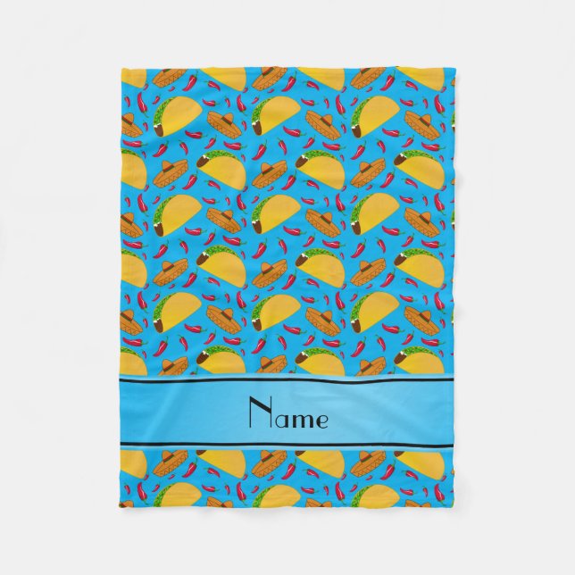 Manta Polar Nombre personalizado tacos azul cielo sombreros ch (Anverso)