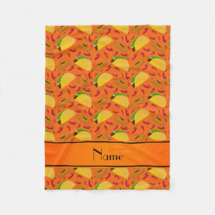 Manta Polar Nombre personalizado tacos naranjas sombreros chil