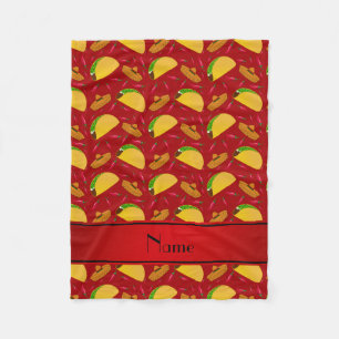 Manta Polar Nombre personalizado: tacos rojos sombreros chilis