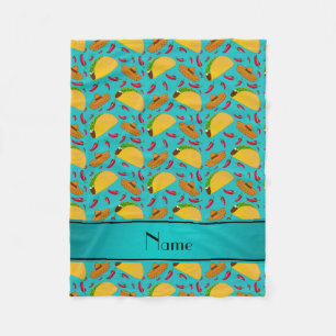 Manta Polar Nombre personalizado tacos turquesa sombreros chil