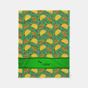 Manta Polar Nombre personalizado tacos verdes sombreros chilis