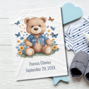 Manta Polar Nombre personalizado Teddy Bear Butterflies Baby