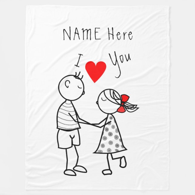 Manta Polar Nombre personalizado Texto Fleece Blanket Pareja A (Anverso)