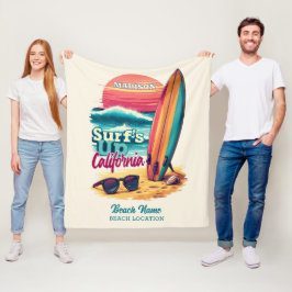Manta Polar Nombre personalizado / Texto Surfing de California