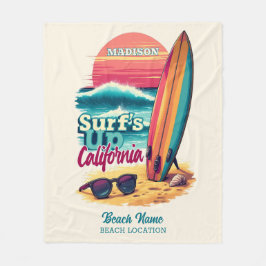 Manta Polar Nombre personalizado / Texto Surfing de California