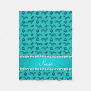 Manta Polar Nombre personalizado turquesa dachshunds pies de c