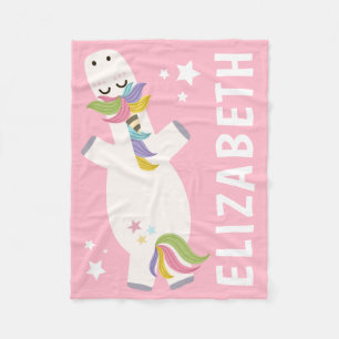 Manta Polar Nombre personalizado   Unicornio rosa