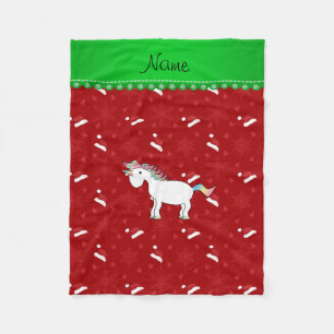 Manta Polar Nombre personalizado unicornio sombreros de santa