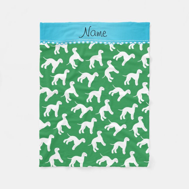 Manta Polar Nombre personalizado: verde bedlington terrier dog (Anverso)