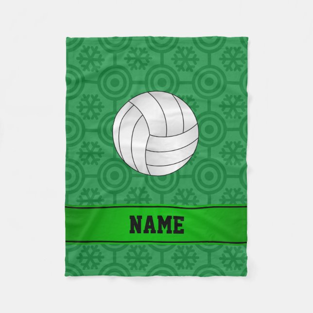 Manta Polar Nombre personalizado voleibol copos de nieve verde (Anverso)