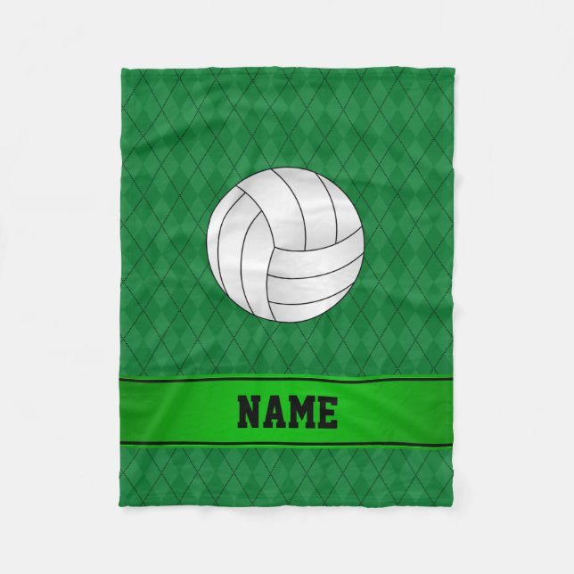 Manta Polar Nombre personalizado Voleibol estilo verde (Anverso)