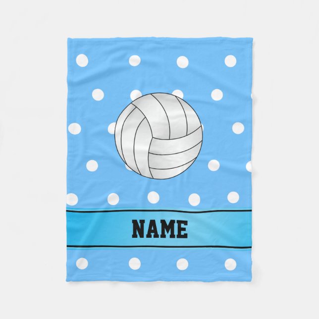 Manta Polar Nombre personalizado voleibol puntos blancos azule (Anverso)