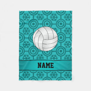 Manta Polar Nombre personalizado voleibol turquesa retro copos