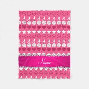Manta Polar Nombre personalizado vóley rosa estrellas corazón 
