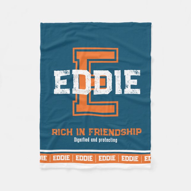 Manta Polar Nombre que significa naranja azul monograma deport (Anverso)