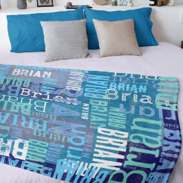 Manta Polar Nombre replicado en tonos azules