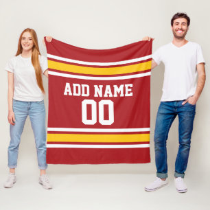 Manta Polar Nombre rojo y amarillo del personalizado del