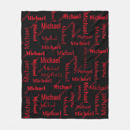 Manta Polar Nombre y apellido de repetición de color negro y r