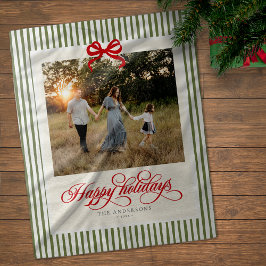 Manta Polar Nombre y foto de lazo de Felices Fiestas Preppy mo