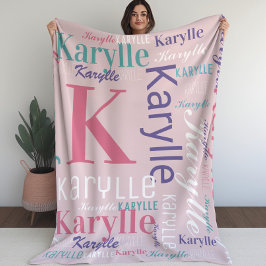 Manta Polar Nombre y monograma Cloud Word Art Blanket Para Chi