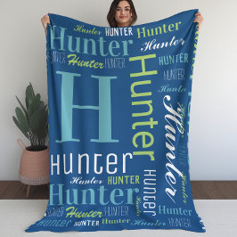 Manta Polar Nombre y monograma Cloud Word Art Blanket para niñ