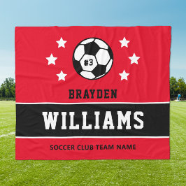 Manta Polar Nombre y número de fútbol personalizado rojo