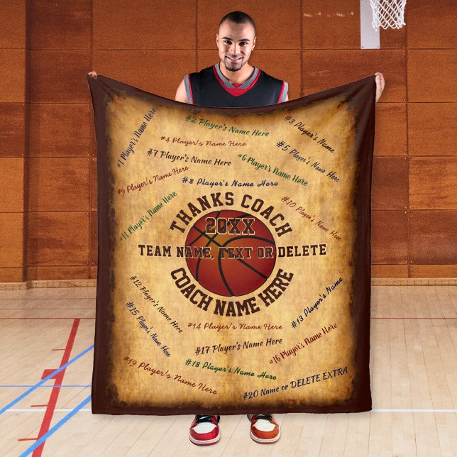 Manta Polar Nombres de TODOS los jugadores en regalos para ent (Gift for basketball coach. Basketball blanket with all player's names. Basketball coaches gifts.)