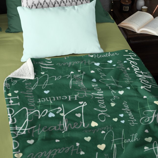 Manta Polar Nombres Iniciales y Corazones replicados a lo larg (Subido por el creador)