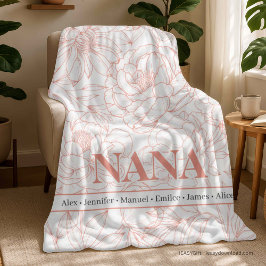 Manta Polar Nombres NANA personalizados en rosa sonrojado
