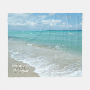 Manta Polar Nombres personalizados del monograma de la boda de