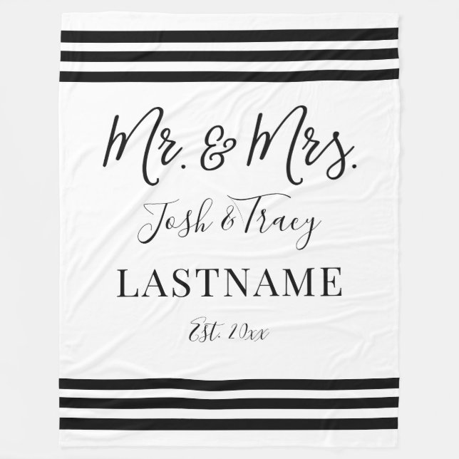 Manta Polar Nombres y apellidos personalizados Sr. y Sra. Gift (Anverso)