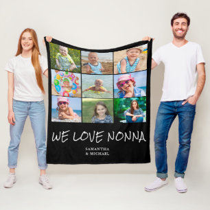 Manta Polar Nonna Abuela Collage de fotos Fleece Blanket