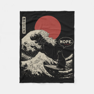 Manta Polar Nope. La Gran Ola Kanagawa Divertida Tabla Japones