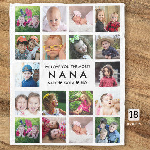 Manta Polar Nosotros Amamos a Nana Nietos 18 Colaje de Fotos